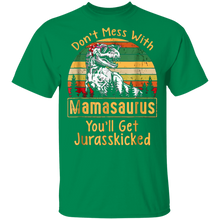 Load image into Gallery viewer, Don&#39;t Mess With Vintage Mamasaurus, You&#39;ll Get Jurasskicked Shirt

