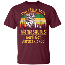 Load image into Gallery viewer, Don&#39;t Mess With Vintage Mamasaurus, You&#39;ll Get Jurasskicked Shirt
